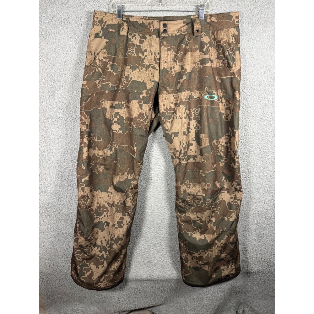 Oakley Mens XL Regular Digital Camo Snow Pants Fleece Lined Brown Green RN 96548